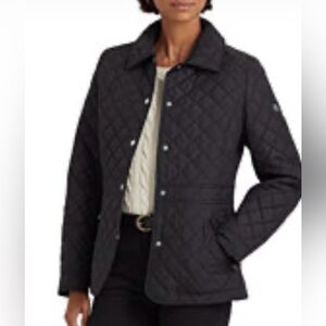 NWT Lauren Ralph Lauren Diamond Quilted Barn Jacket Black Label Size Large